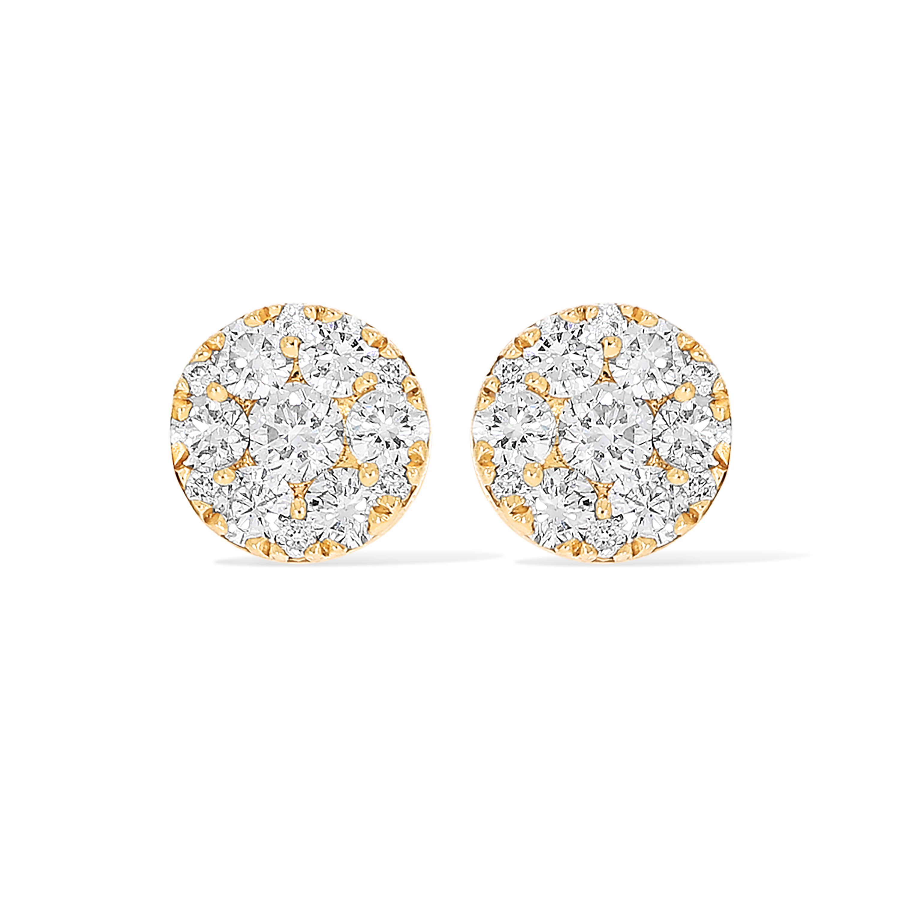 Diamond Cluster Circle Earrings 0.45 ct. 14k Yellow Gold